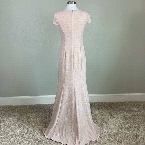 Adrianna Papell Women's Formal Dress Size 8 Pink Metallic A-Line Evening Gown - Picture 7 of 10
